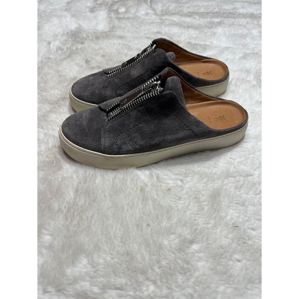 Frye Lena Zip mule grey shoe women size 6.5 M